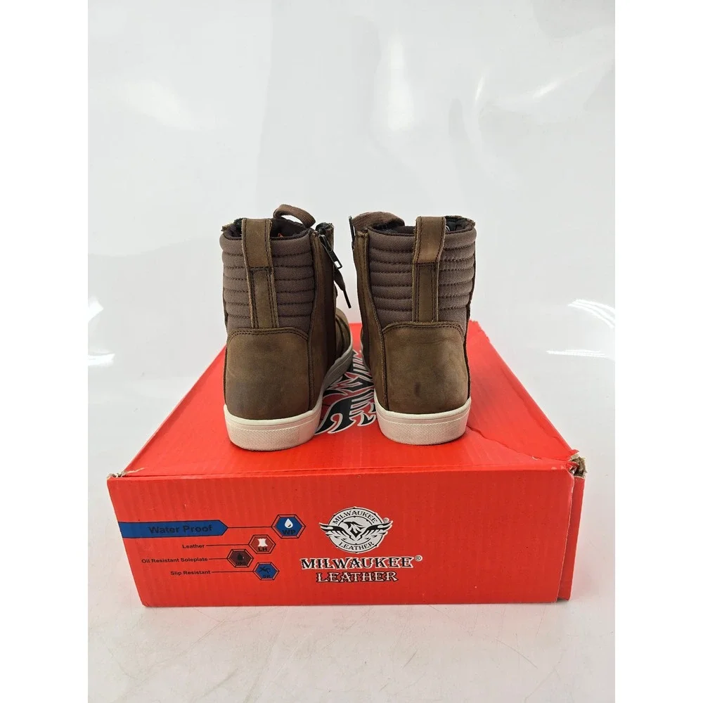 Milwaukee Leather Motorcycle Riding Boots Mens 8.5 Brown Waterproof MBM9113WP